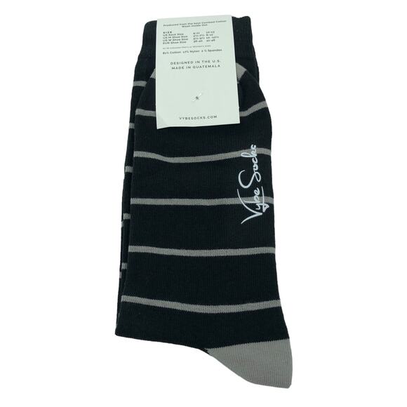 Lot 6 Pairs Mens Socks 9 - 13 Crew Socks Dress Socks Striped Combed Cotton Vybe - Picture 4 of 9